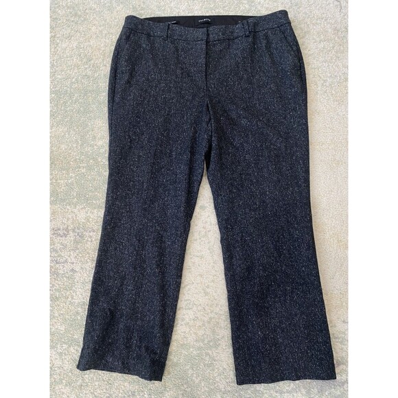 Talbots Women's Size 14W Black Speckled WINDSOR PANTS Straight Leg Wool Blend - Picture 1 of 7